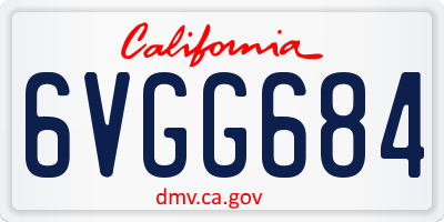 CA license plate 6VGG684