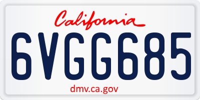 CA license plate 6VGG685