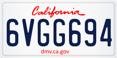 CA license plate 6VGG694