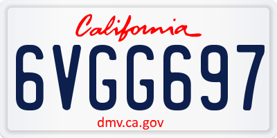 CA license plate 6VGG697