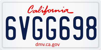 CA license plate 6VGG698