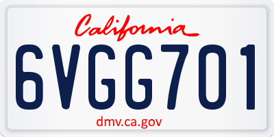 CA license plate 6VGG701