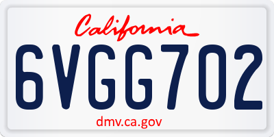 CA license plate 6VGG702