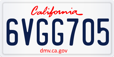 CA license plate 6VGG705