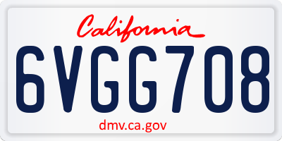 CA license plate 6VGG708