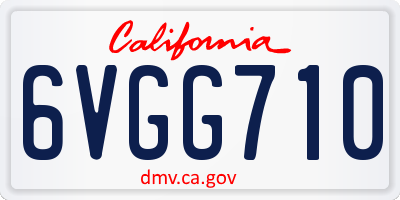 CA license plate 6VGG710