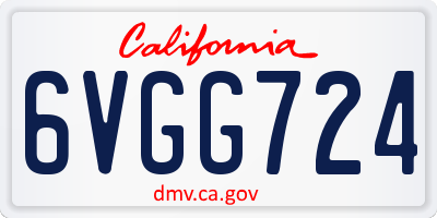 CA license plate 6VGG724