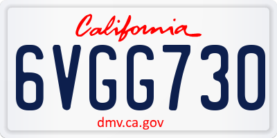 CA license plate 6VGG730
