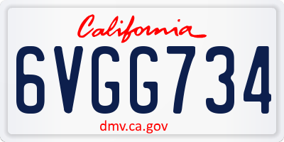 CA license plate 6VGG734