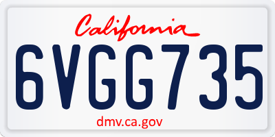 CA license plate 6VGG735