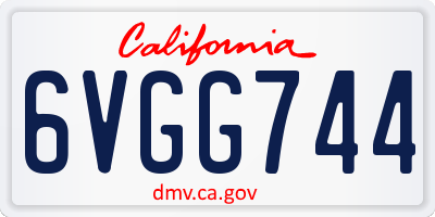 CA license plate 6VGG744
