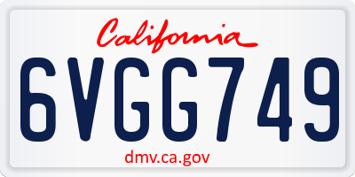 CA license plate 6VGG749