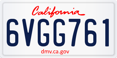 CA license plate 6VGG761