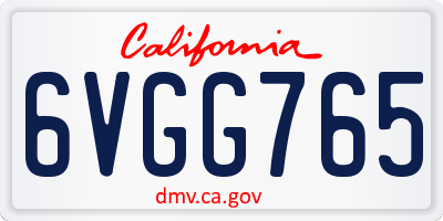 CA license plate 6VGG765
