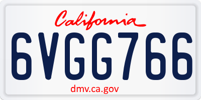 CA license plate 6VGG766