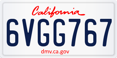 CA license plate 6VGG767