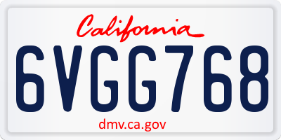CA license plate 6VGG768