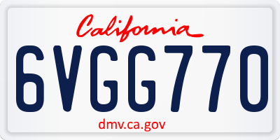 CA license plate 6VGG770