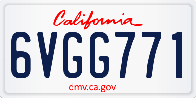 CA license plate 6VGG771