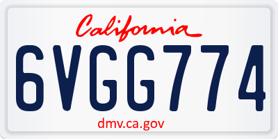 CA license plate 6VGG774