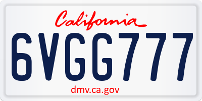 CA license plate 6VGG777