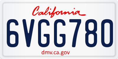 CA license plate 6VGG780