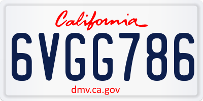 CA license plate 6VGG786