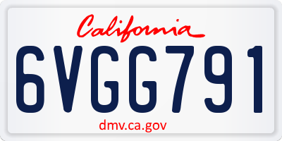 CA license plate 6VGG791