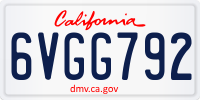 CA license plate 6VGG792