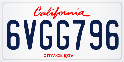 CA license plate 6VGG796