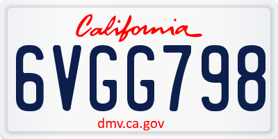 CA license plate 6VGG798