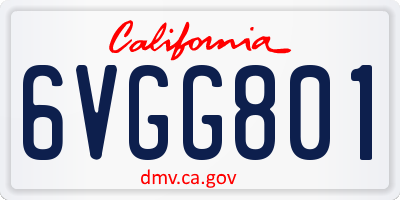 CA license plate 6VGG801