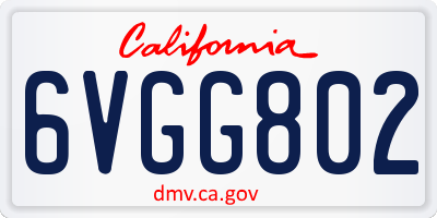 CA license plate 6VGG802