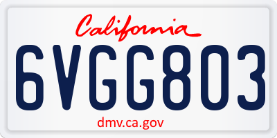 CA license plate 6VGG803