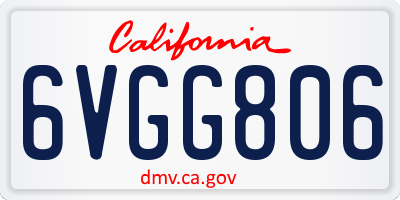 CA license plate 6VGG806