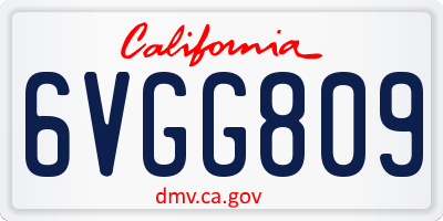 CA license plate 6VGG809