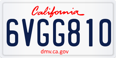 CA license plate 6VGG810