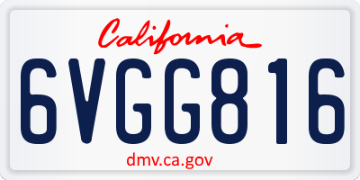 CA license plate 6VGG816