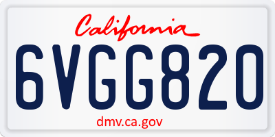 CA license plate 6VGG820
