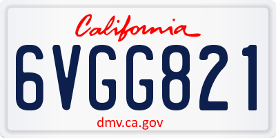 CA license plate 6VGG821