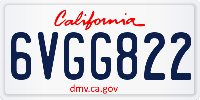 CA license plate 6VGG822