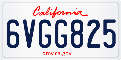 CA license plate 6VGG825