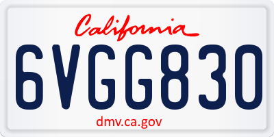 CA license plate 6VGG830