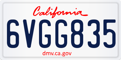CA license plate 6VGG835