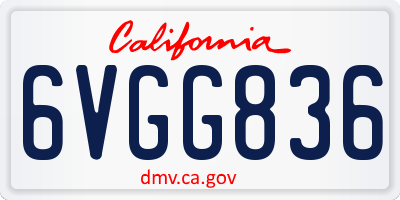 CA license plate 6VGG836