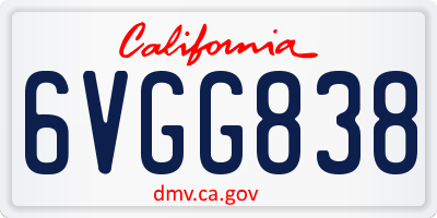 CA license plate 6VGG838