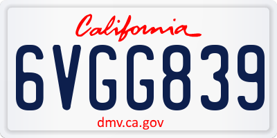 CA license plate 6VGG839