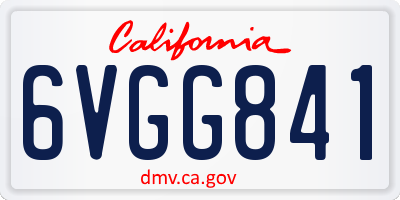 CA license plate 6VGG841
