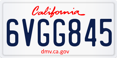 CA license plate 6VGG845