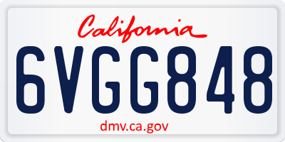 CA license plate 6VGG848